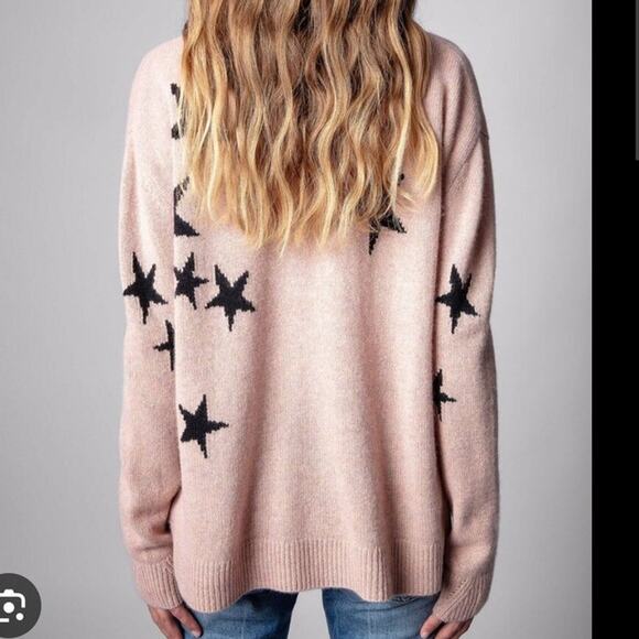 Zadig & Voltaire Mirka Stars Cashmere Cardigan Sweater Top Oversized XS 2023 - Picture 3 of 11
